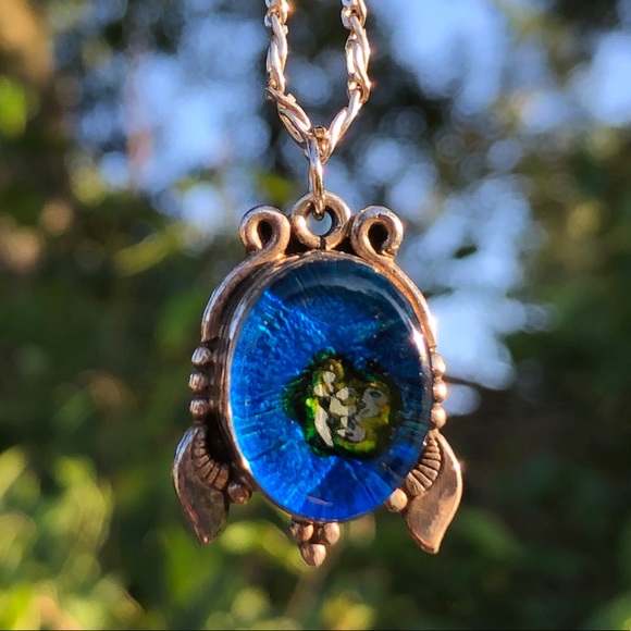 Sterling Silver Dichroic Glass Turtle Necklace - Picture 7 of 8